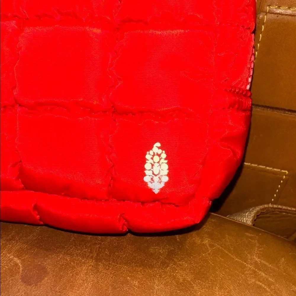 FP movement Winterberry Red Essentials Quilted Nylon Waterproof Cosmetic Bag